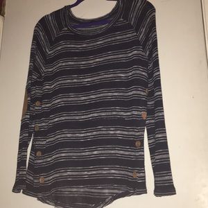 navy button long sleeve shirt